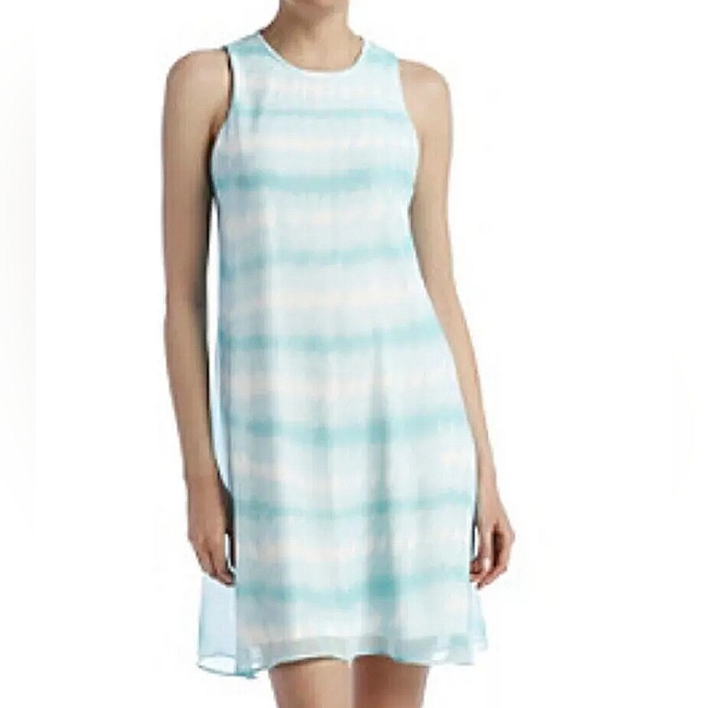 Calvin Klein Elegant Aqua Multi Trapeze A-Line Dress 🌊💙